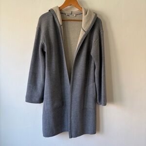 Vtg Jean Rychter Paris Lambswool Blend Hooded Open Front Long Cardigan Sweater M